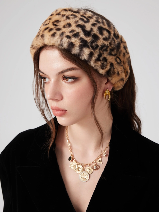 Polyester LEOPARD PRINT FUZZY HEADBAND For Daily Casual Coffee Shop Party/Clubbing