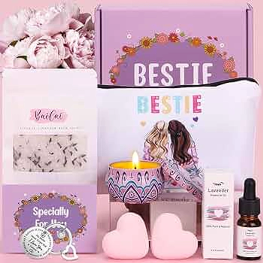 Bath Sets Birthday Friendship Pamper Gifts for Women Best Friends Bestie, Unique Pamper Hamper Kit for Women Best Friends Self Care Package for Her, Relaxation Spa Gifts for Best Friends Bestie Sister