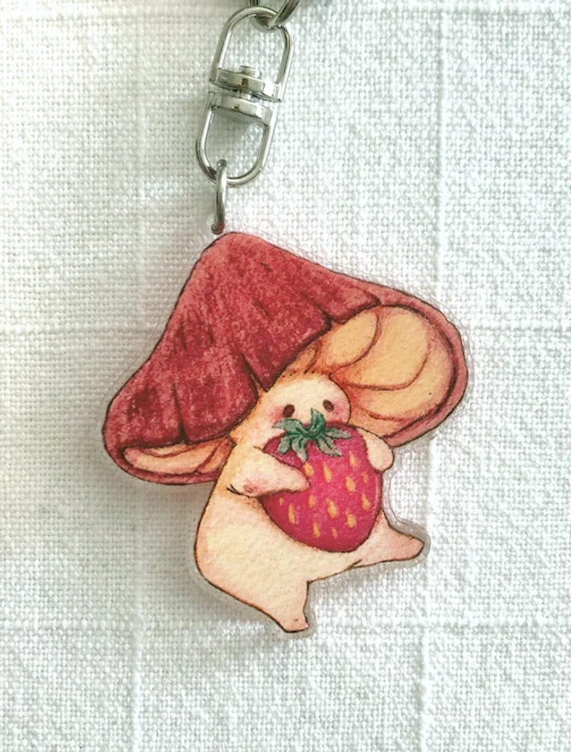 Strawberry Mushroom Keychain