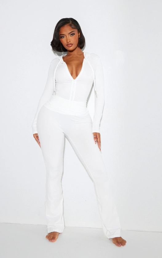 Shape White Sculpted Foldover Waist Flare Trousers