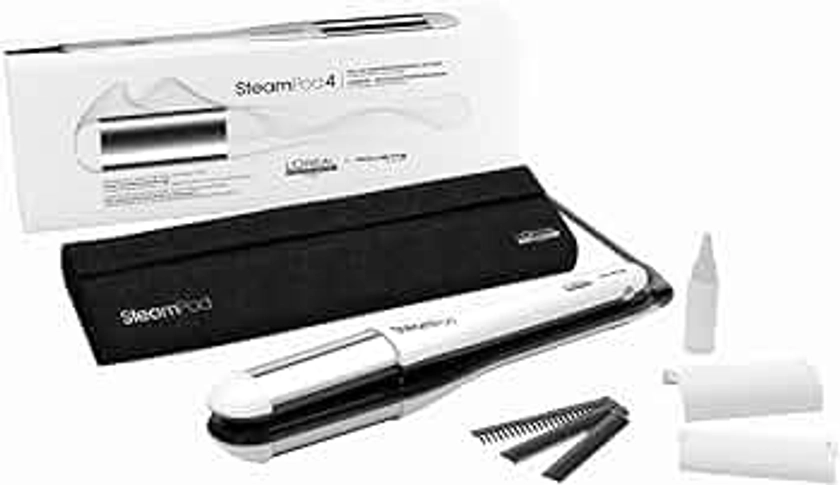 SteamPod 4 - Lisseur Boucleur Vapeur Professionnel, Protection de la Fibre, Tenue Longue Durée, 3 Températures - Outil + Trousse Thermo-protectrice + 3 Peignes, L'Oréal Professionnel