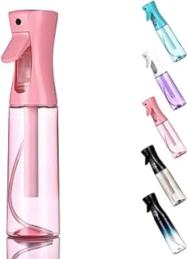 WOODFIB Spray Bottle for Hair, Continuous Fine Mist Water Spray Bottle, Empty Spray Bottle for Salon, Plants, Pets, Home Cleaning - 300ml (Pink)