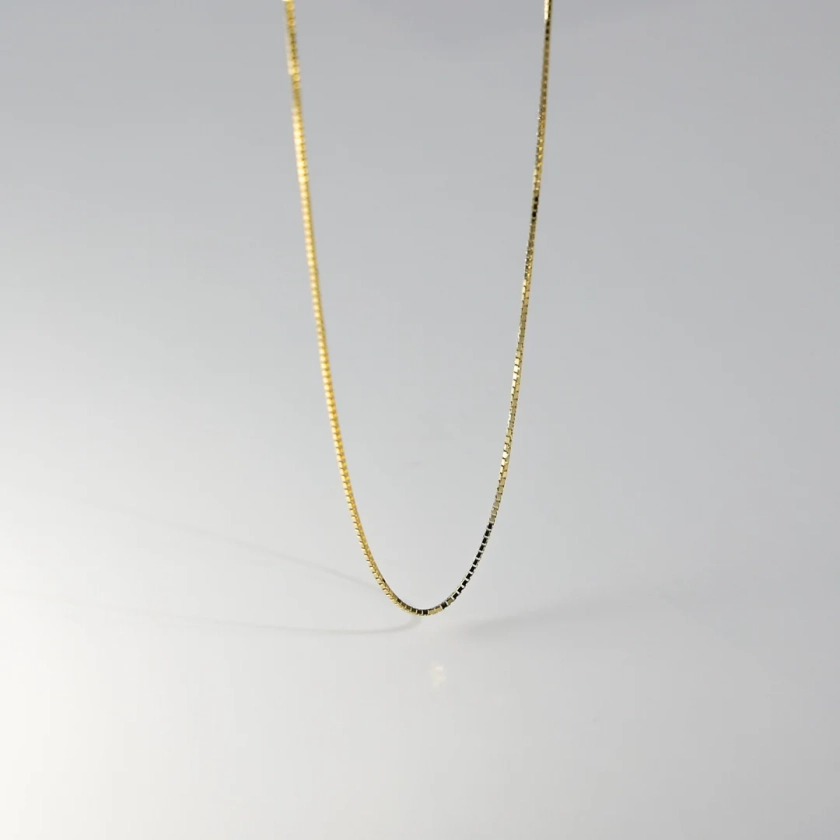 0.8mm 14k Solid Gold Box Chain- 14k Gold Box Chain Necklace