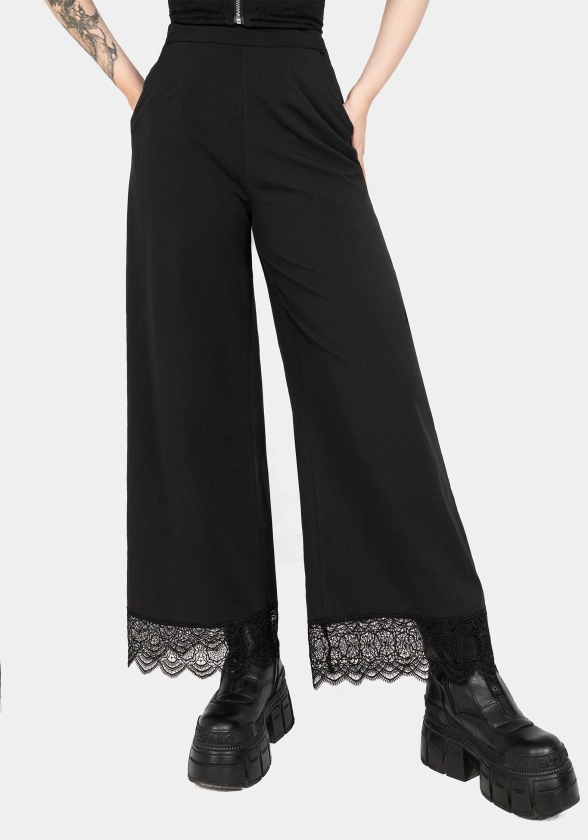 Araneo Lace Hem Wide Leg Trousers