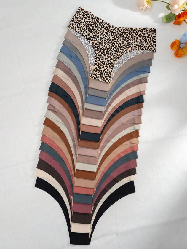 21pcs Women's Leopard Print Triangle Panties | SHEIN USA