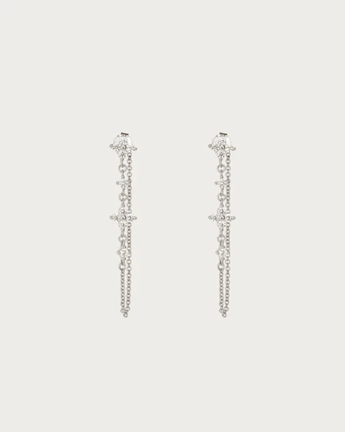 Silver Clover Drop Earrings