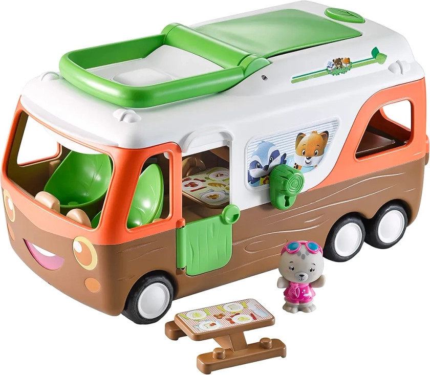 Klorofil - Le Camping Car - Jouet Enfant - Monde Miniature - Maison sur Roues - Invente tes Histoires - Univers Klorofil - 1 Personnage et 1 Table de Pique Nique Inclus