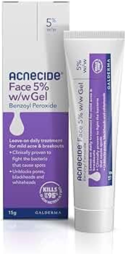 Acnecide Face Gel 15 g, For Acne Treatment and Spot Treatment With 5 Percent Benzoyl Peroxide For Blackheads and Acne Prone Skin, 15 g (Pack of 1)