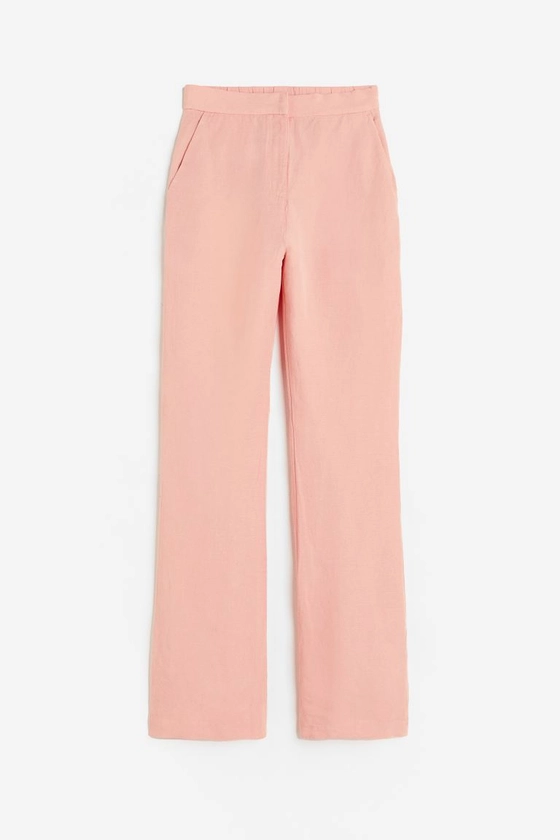 Flared linen-blend trousers - Apricot - Ladies | H&M GB