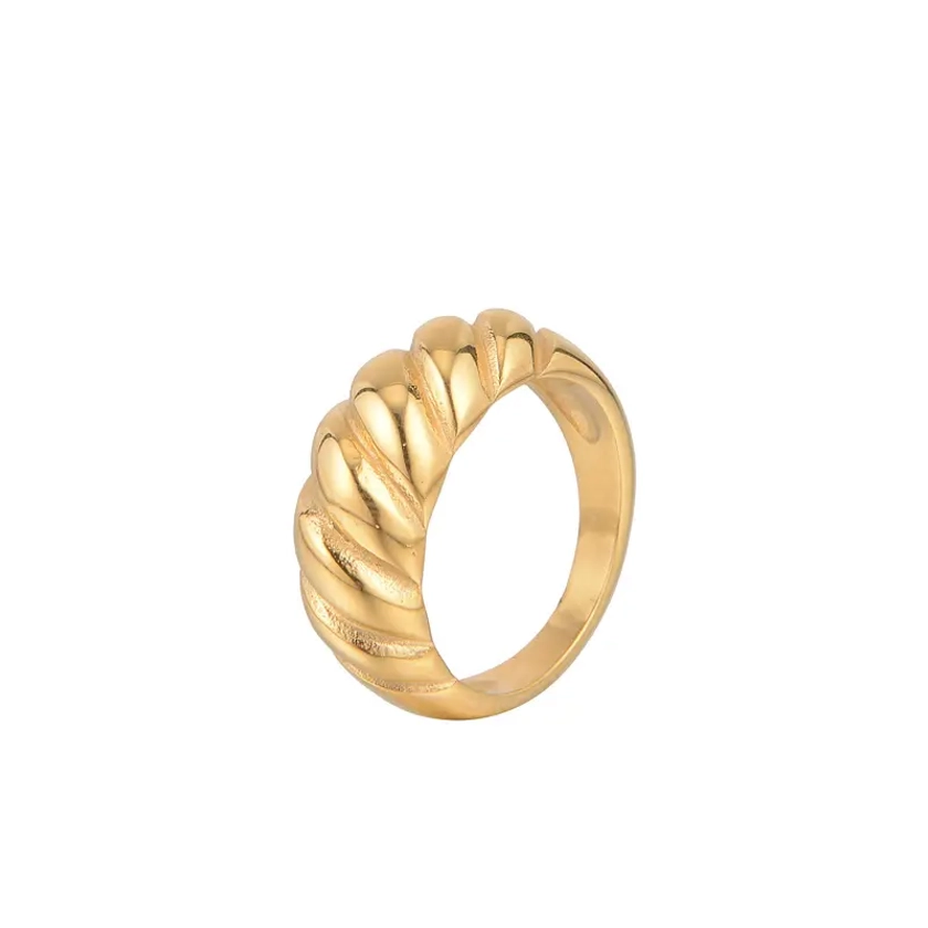 Timeless Gold Croissant Dome Ring - Minimalist Jewelry for Elegant Style