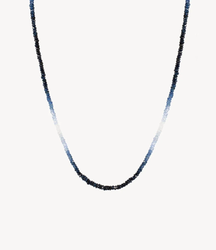 Graduated Blue Sapphire Beaded Necklace