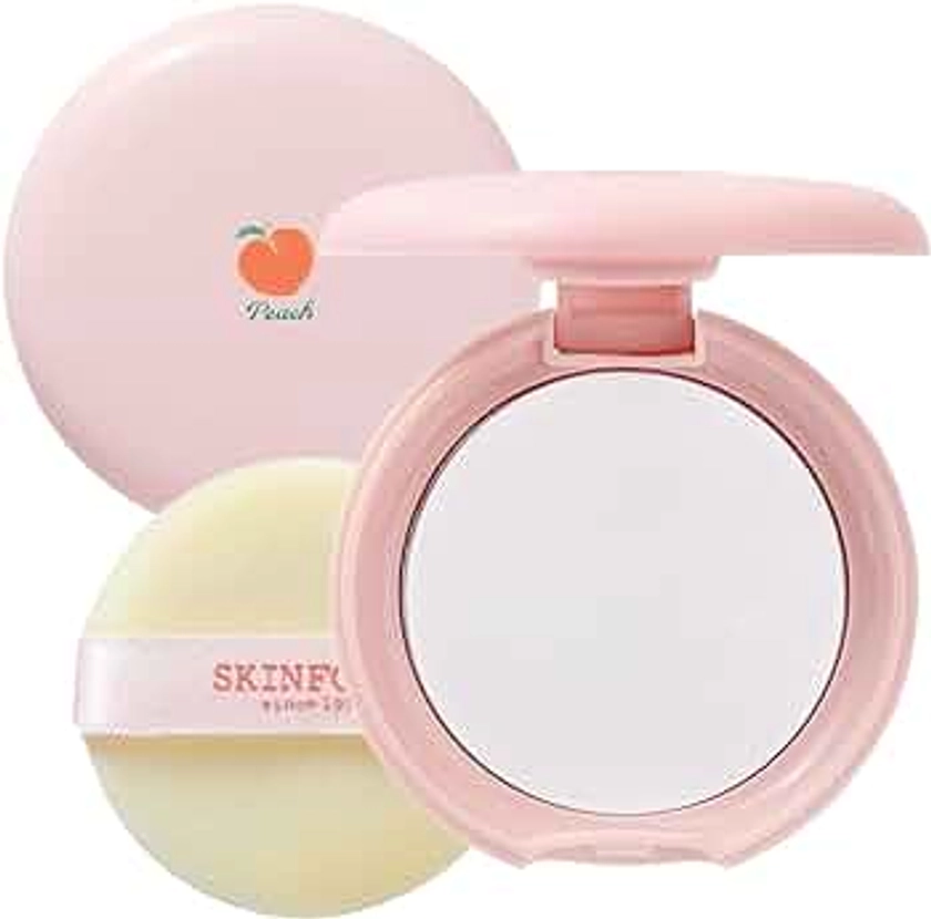 SKINFOOD Peach Cotton Pore Blur Pact - Sebum Control Pack with Silky Texture - Long Lasting Makeup Fixing - Pore Primer with Mineral Powder for Oily Skin - Pore Quick Minimizer