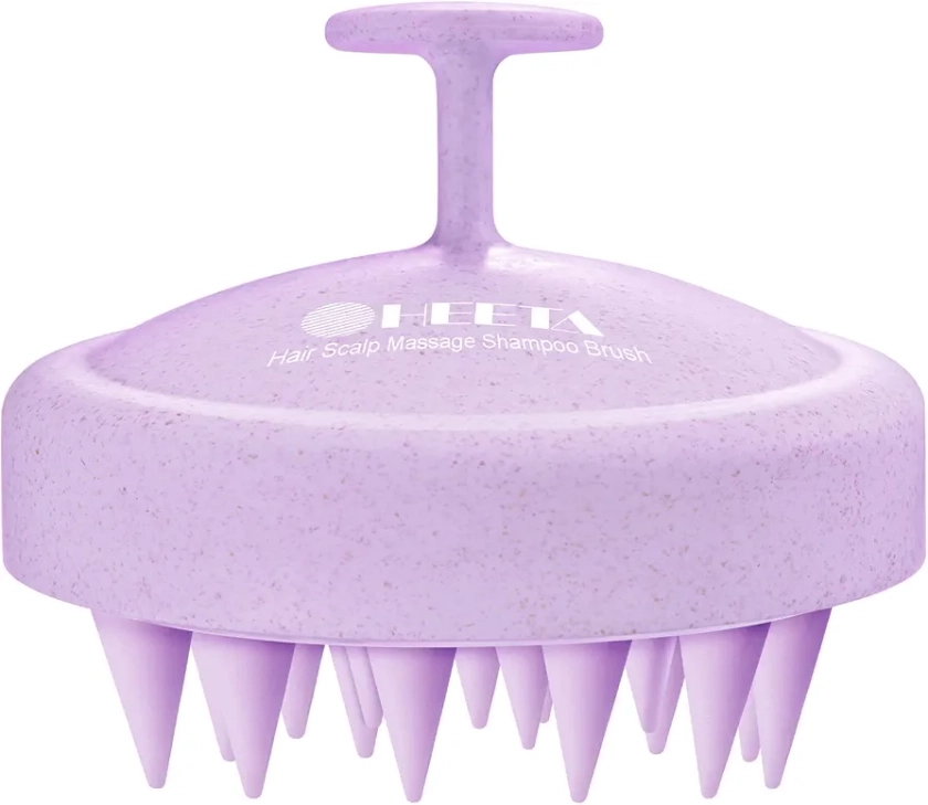 HEETA Scalp Massager, Head Massager Scalp for Hair Growth with Soft Silicone Bristles to Remove Dandruff and Reduce Detangling, Scalp Scrubber for Hair Care Relax Scalp, Wheat Straw Material, Purple