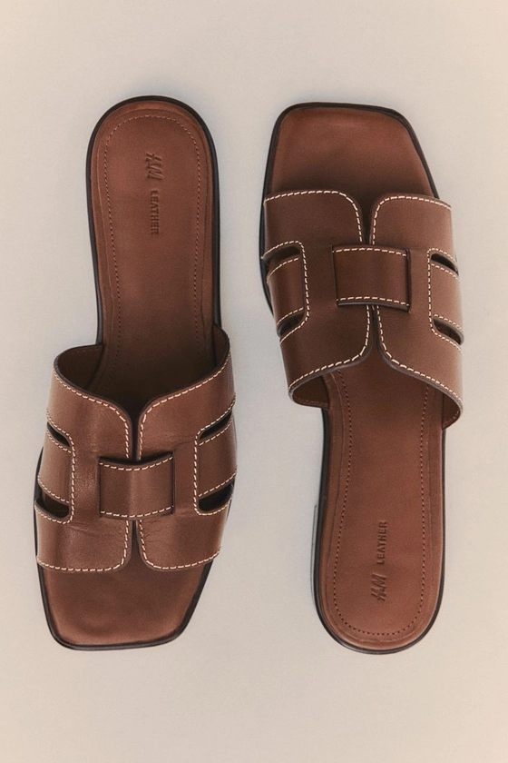 Slip in-sandaler i läder