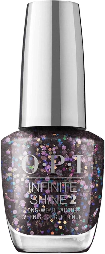 OPI Infinite Shine, Opaque Glitter Finish Black Nail Polish, Up to 11 Days of Wear, Chip Resistant & Fast Drying, Holiday 2023 Collection, Terribly Nice, Hot & Coaled, 0.5 fl oz