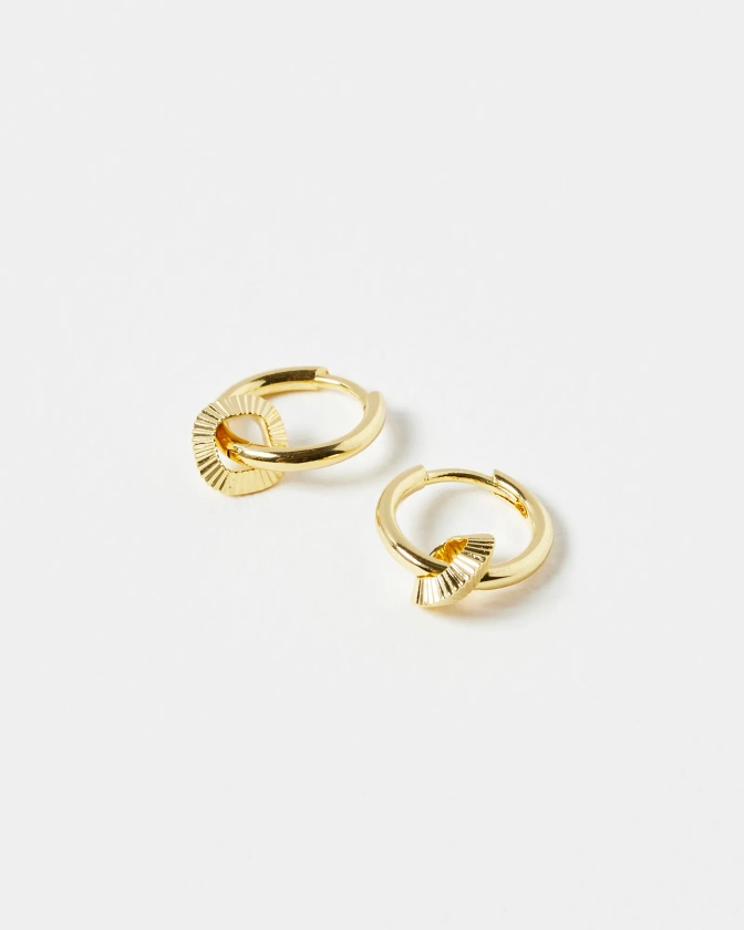 Aria Geometric Charm Drop Gold Plated Hoop Earrings | Oliver Bonas