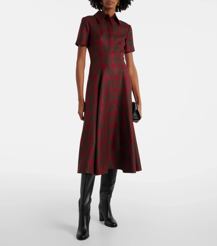 Jody plaid wool-blend shirt dress in red - Emilia Wickstead | Mytheresa