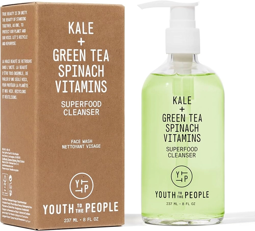 Youth To The People Superfood Facial Cleanser - Kale and Green Tea Cleanser - Gentle Face Wash, Makeup Remover + Pore Minimizer for All Skin Types - Vegan