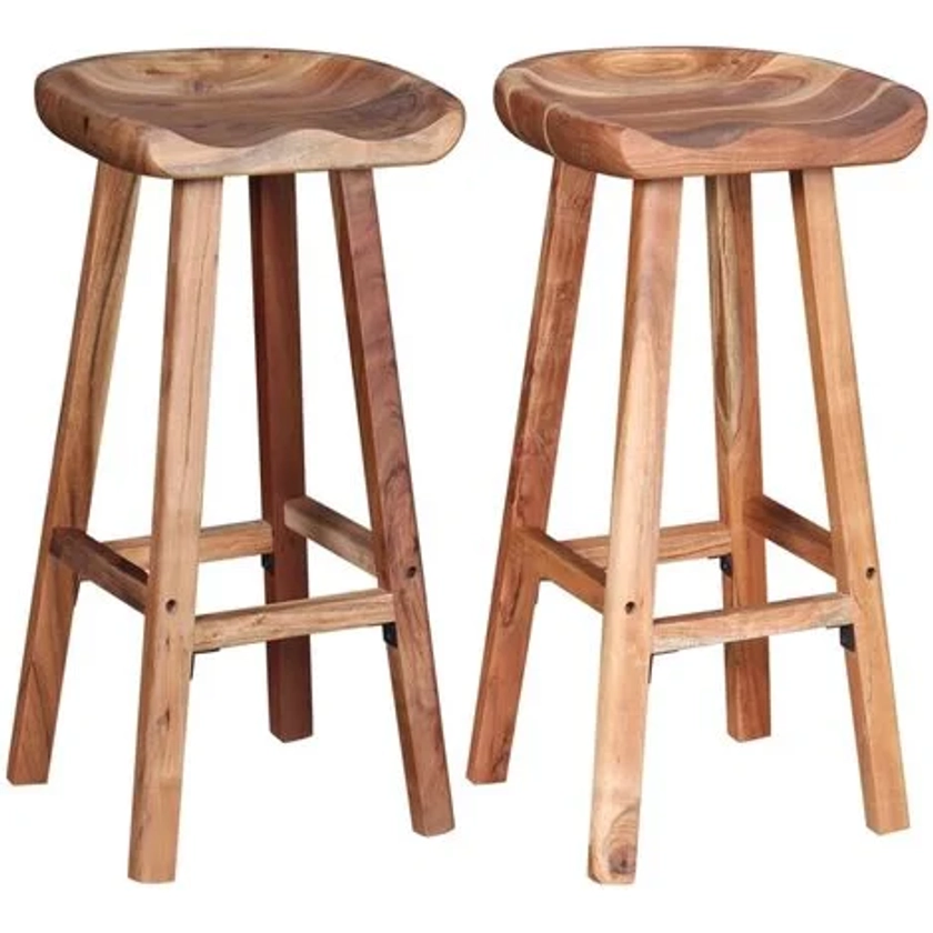 Tabourets de bar lot de 2 bois d'acacia massif vidaXL