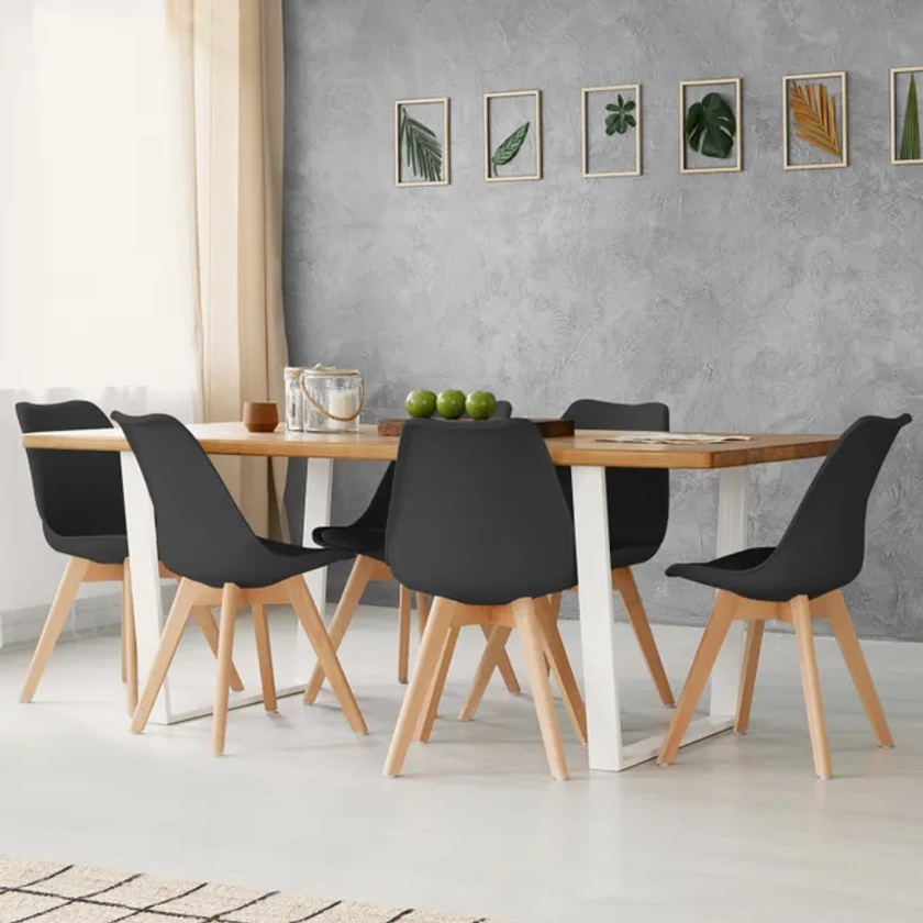 Lot de 6 chaises scandinaves SARA noires pour salle à manger | Leroy Merlin