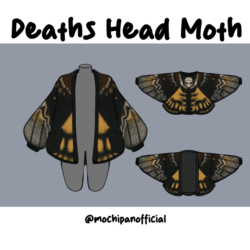 Death's Head Moth Cardigan - Gothic Bold - Mochipan