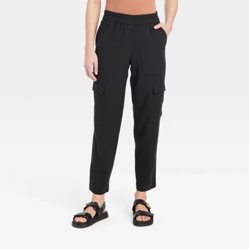 Women's High-Rise Ankle Cargo Pants - A New Day™ Black XL