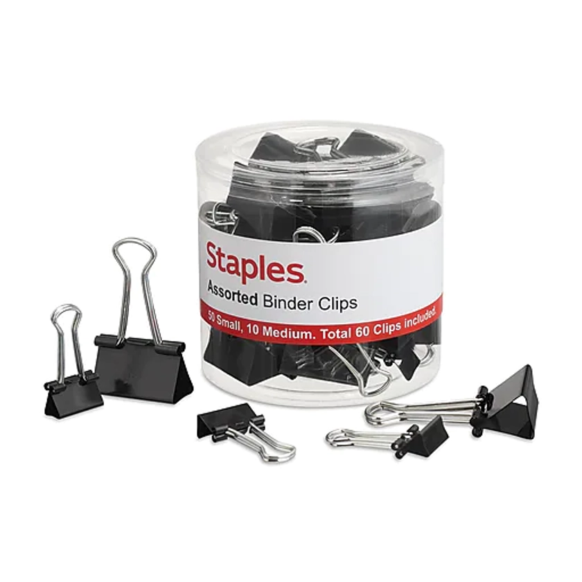 Staples Binder Clips, Assorted, Black, 60/Pack (15339) | Staples