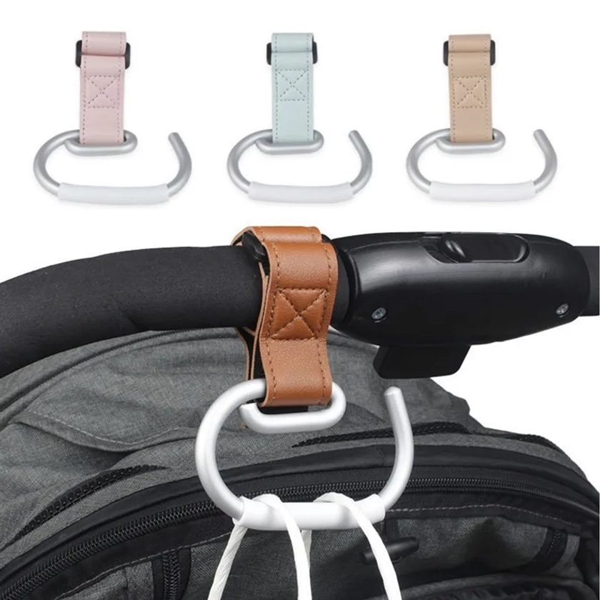 New PU Leather Stroller Hooks Rotate 360 Degrees Multifunctional Leather Hooks for Bags Stroller Accessories Christmas Gift - AliExpress