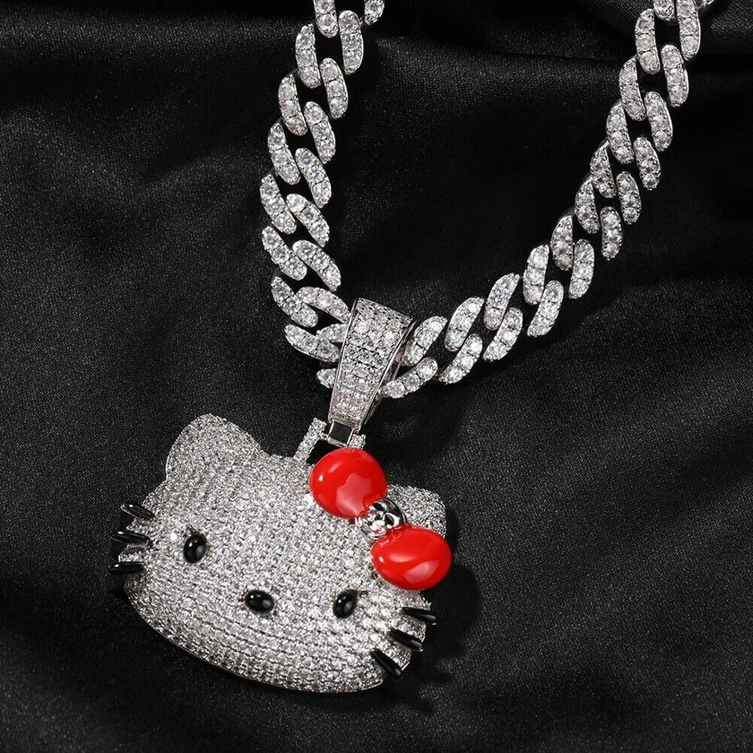 Hello Kitty Cuban Pendant Necklace Cuban/Tennis/Rope Chains