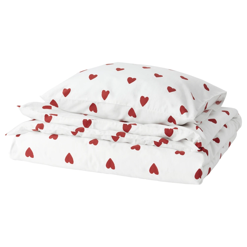 BARNDRÖM Duvet cover and pillowcase, heart pattern, 150x200/50x80 cm - IKEA