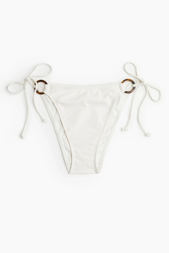 Bas de maillot Tanga à nouer - Taille régulière - Blanc - FEMME | H&M FR