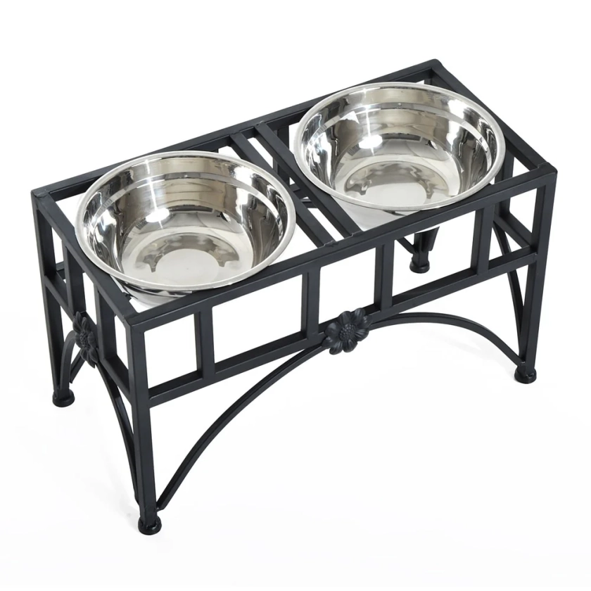 PawHut 22" Double Stainless Steel Heavy Duty Dog Food Bowl Pet Elevate