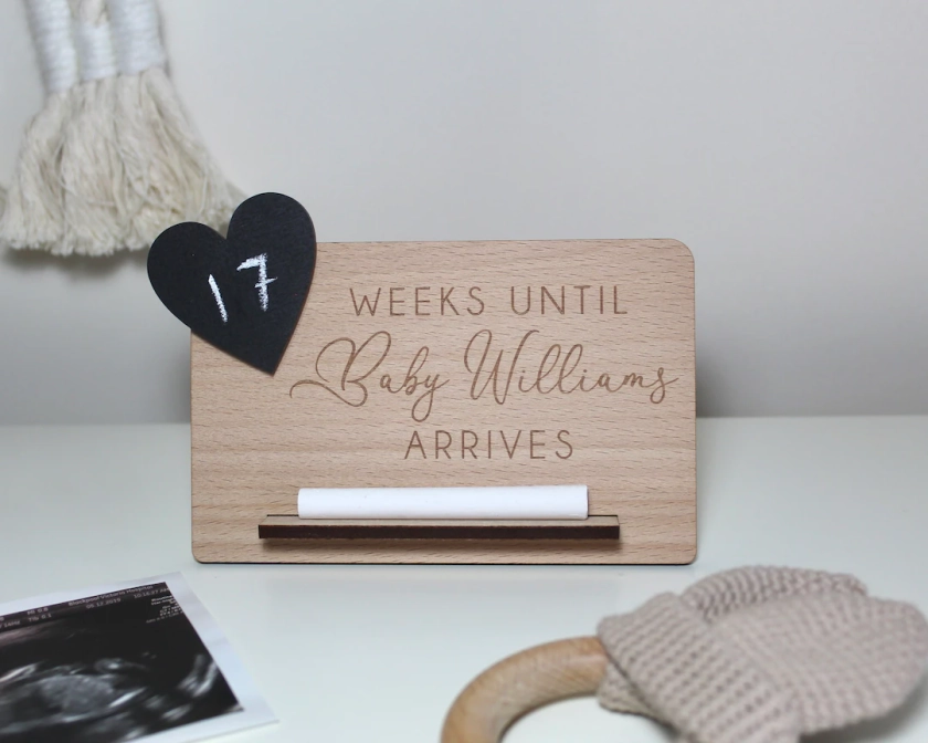 Personalised Baby Arrival Countdown Plaque | Engraved Chalk Plaque | Pregnancy Gift | Baby Announcement | New Baby | Due Date Countdown