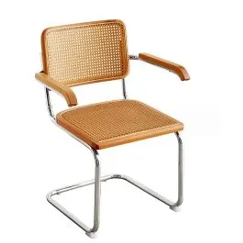 Chaise de salle à manger Divit FM10 chaise en rotin avec structure en métal marron