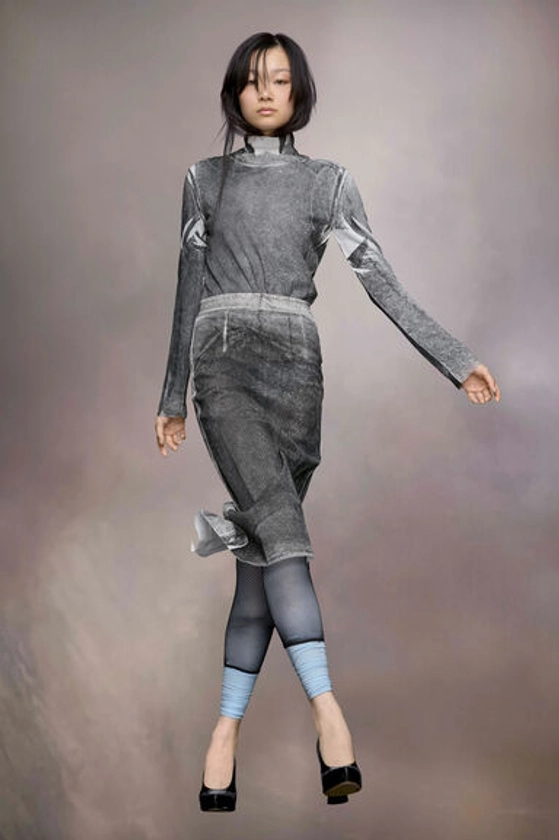 Serigraphic silk crepe skirt | Maison Margiela
