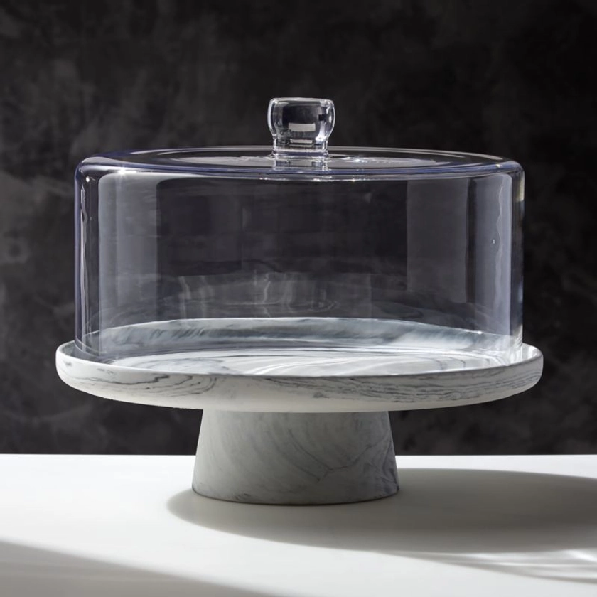 Swirl Black and White Cake Stand with Glass Lid by Jennifer Fisher + Reviews | CB2