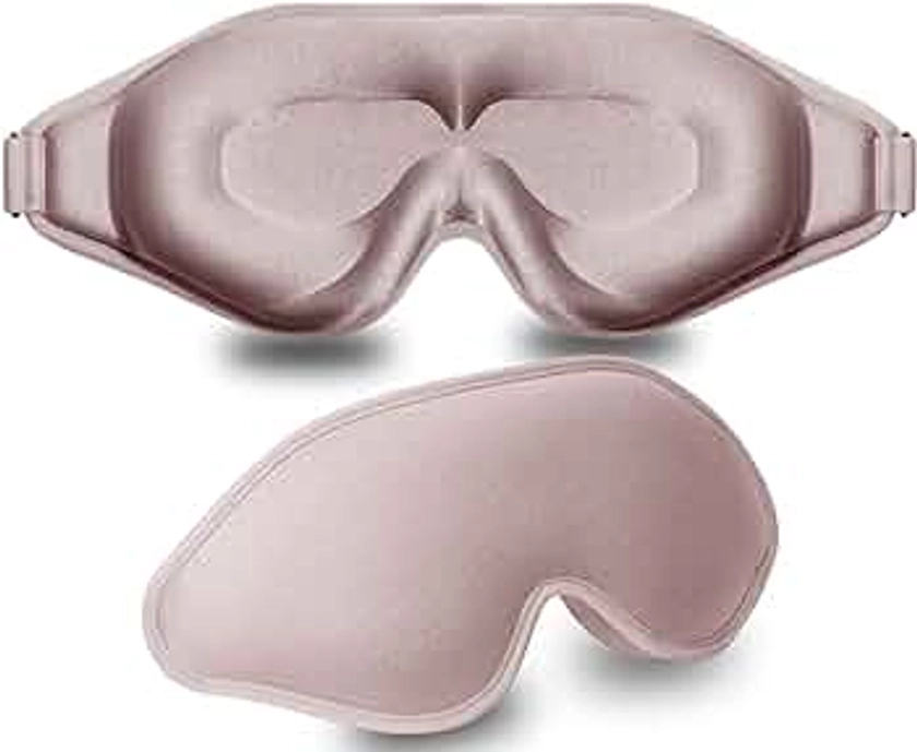 Sleep Mask, 3D Deep Contoured Eye Covers for Sleeping, 99% Block Out Light Eye Mask, Zero Eye Pressure Cup Blindfold for Men Women, with Adjustable Strap for Sleeping, Yoga, Traveling (Pink)
