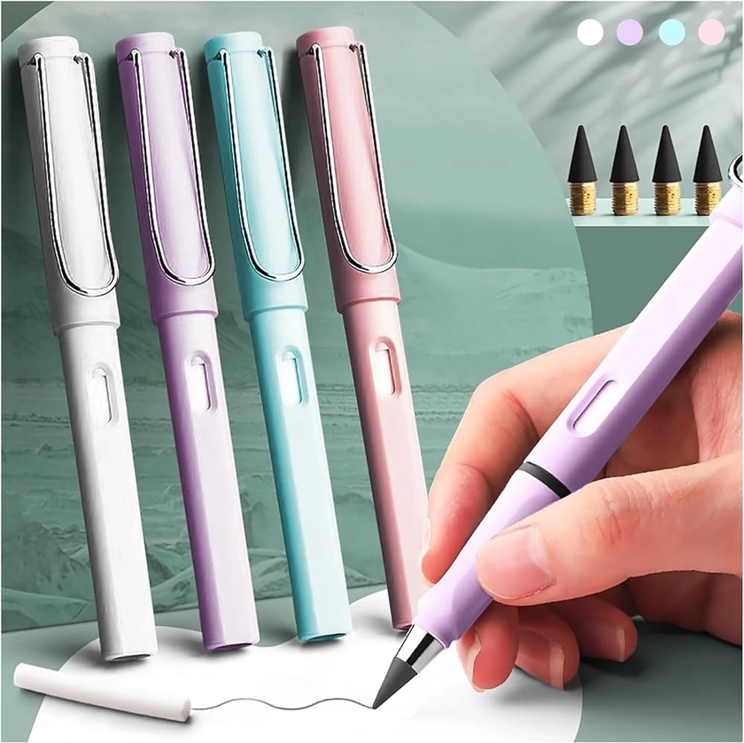 Amazon.com : lyforx 8pcs Infinity Pencil Forever Pencil with Eraser Cute Eternal Pencil Everlasting Pencil with Replaceable Nibs : Office Products
