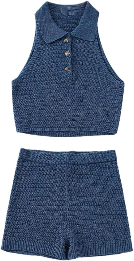 Women's Slim Fit Knitted Sweater Sleeveless Vest Button-Down Pullover Women's Casual Cropped Tops