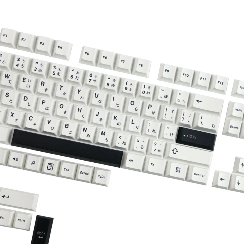 PBT Keycap Minimalist Black White Japanese Keycaps Cherry Profile 129 Keys For Mechanical and Optical Gaming Keyboard