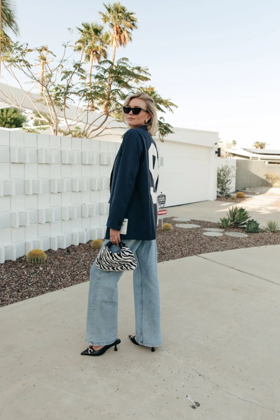 Jesra Stripe Blazer | Dark blue