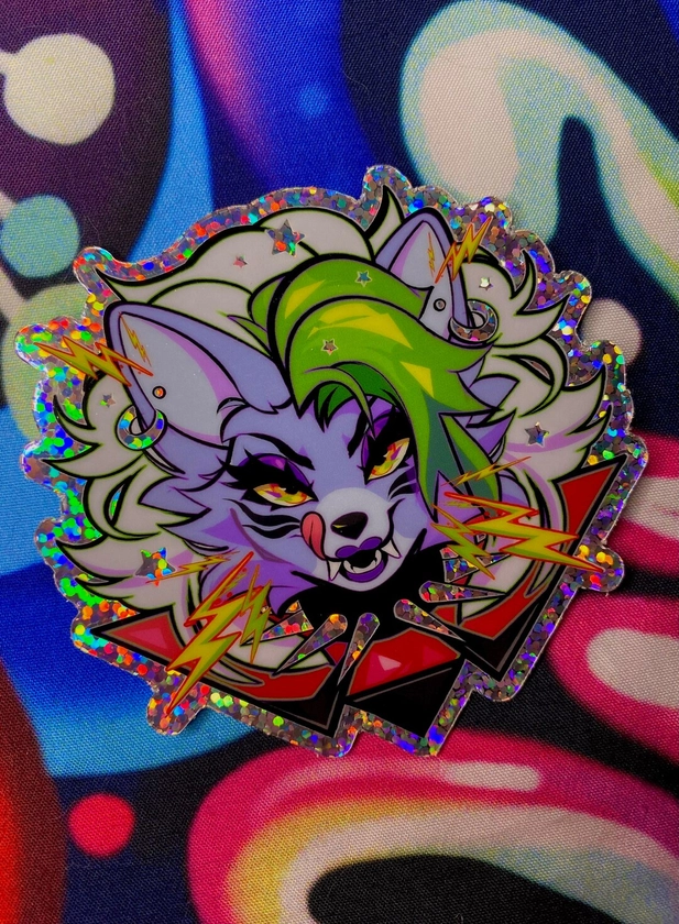 3 x 3 Holographic Glitter FNAF Roxy Wolf