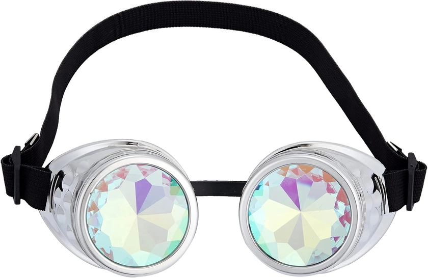 Lelinta Rave Kaleidoscope Goggles Rainbow Crystal Lens,Ideal for Music Festivals, Raves, and Psychedelic Parties