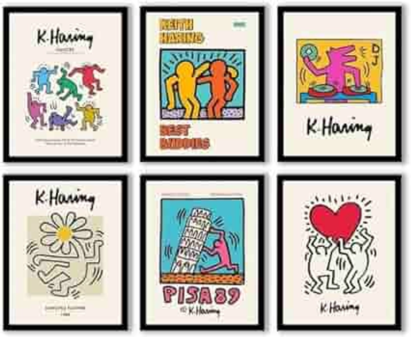SYCART -Keith Haring Posters Dance Figures Keith Wall Decor Art Print Famous Graffiti Paintings UNFRAMED 8'' x 10'' (Dance Figures) Poster Bedroom, Livingroom, Office , Multicolor