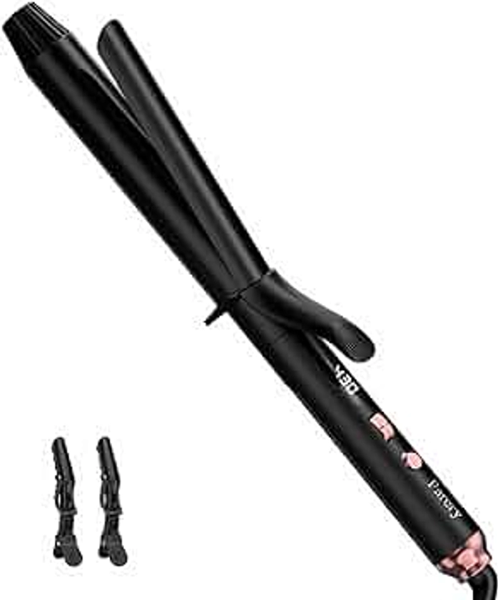 Long Barrel Curling Iron 1 1/4 inch, 1.25 Inch Curling Iron for Thin Hair, Ceramic Curling Iron Infused Argan Oil & Keratin, Lasting Styling, 11 Adjustable Temp, Include Clips & Silicone Pad