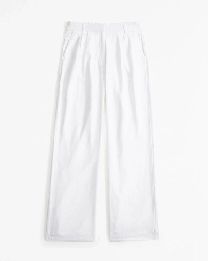 Women's A&F Sloane Low Rise Tailored Linen-Blend Pant | Women's Bottoms | Abercrombie.com