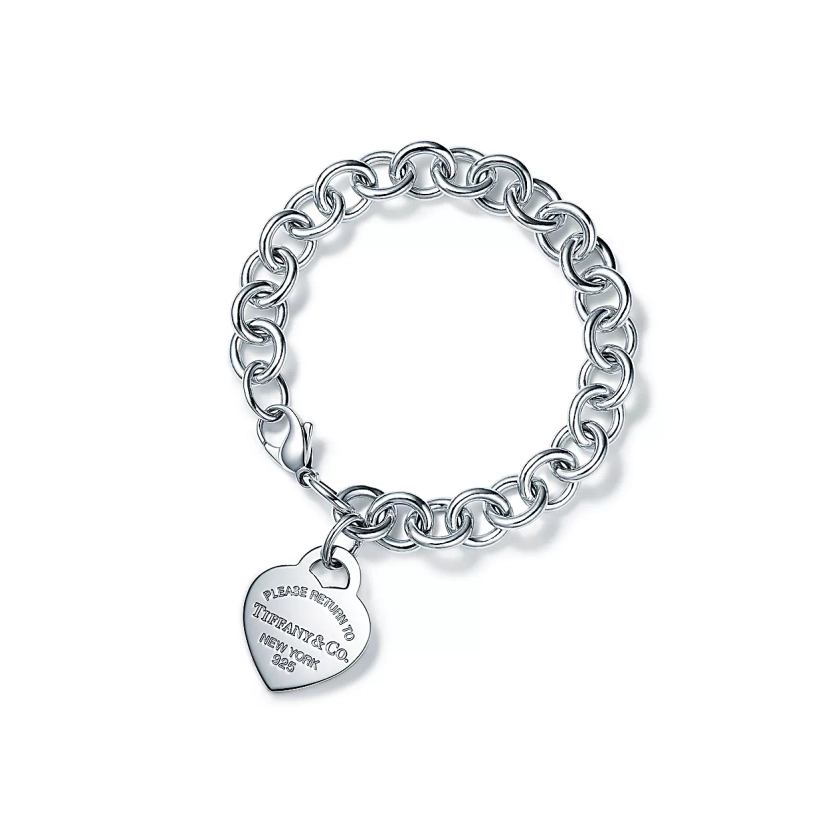 Return to Tiffany™ Bracelet Charm Plaque Cœur en argent 925 millièmes