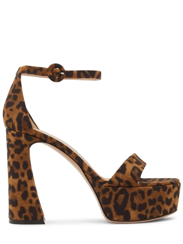 105mm holly leopard print lycra sandals - Gianvito Rossi - Women | Luisaviaroma