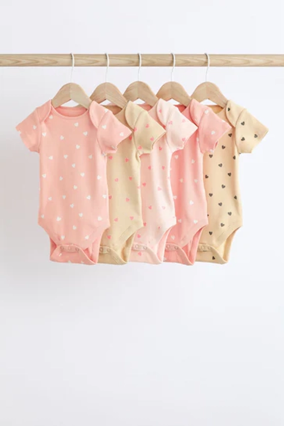 Buy Pink Baby Short Sleeve Bodysuits 5 Pack from the Next UK online shop