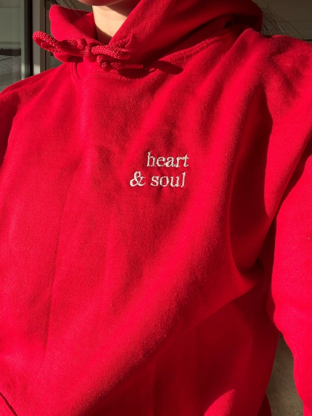 Heart and Soul Embroidered Hoodie - Etsy